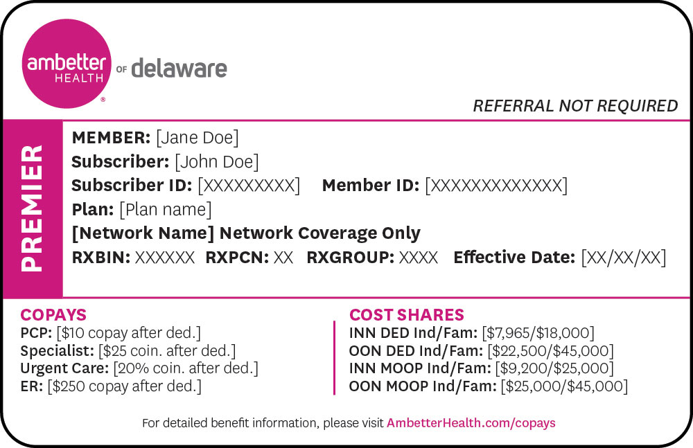 Ambetter Health of Delaware Premier member card