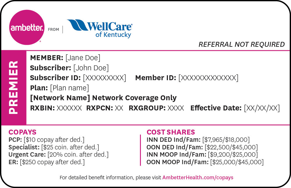 Sample Premier Member ID Card Ambetter Health