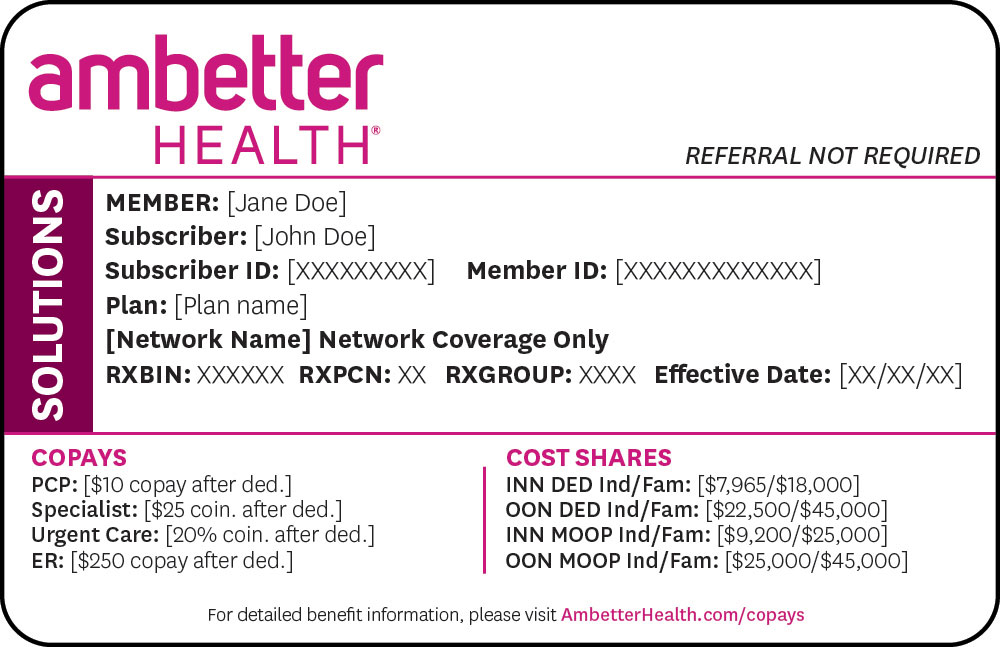 Ambetter from Magnolia Health solutions and sample member information